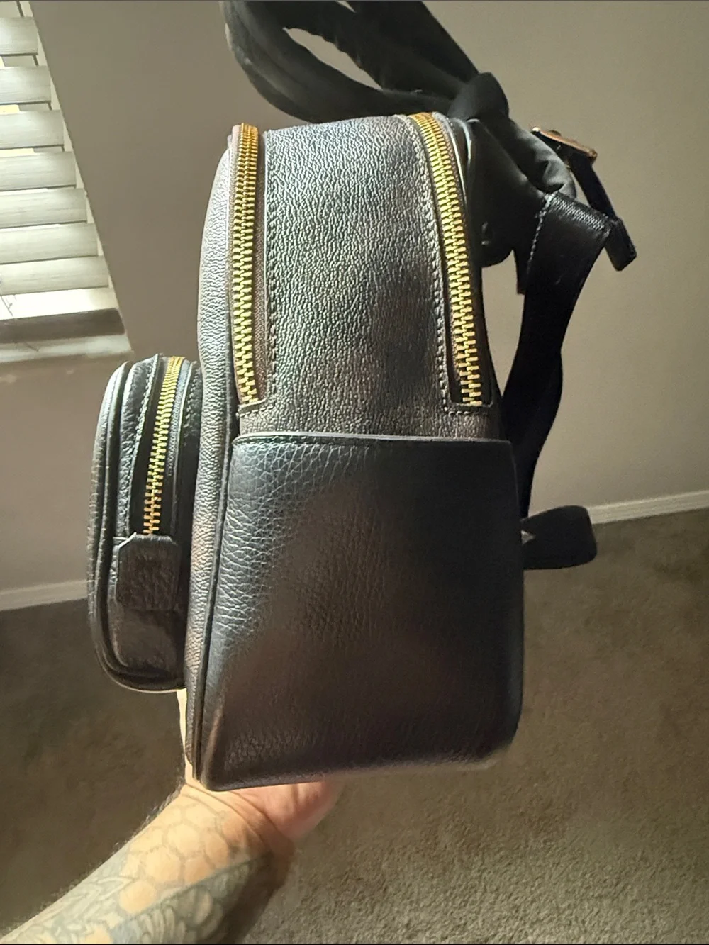 COACH Black Pebbled Leather Mini Backpack